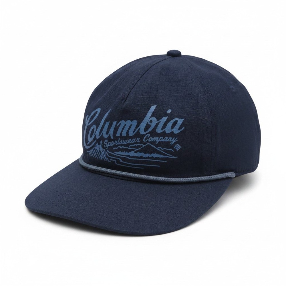 Columbia Snap Back Hat Navy Blue Ripstop Mountain Logo CS3469‎ NEW